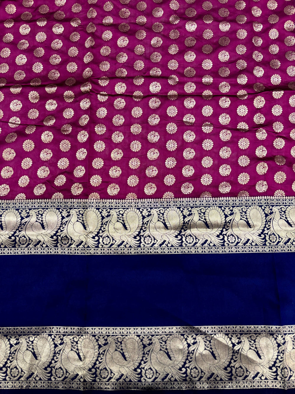 Dark Wine Banarasi Silver Buttas Zari Weaving Saree