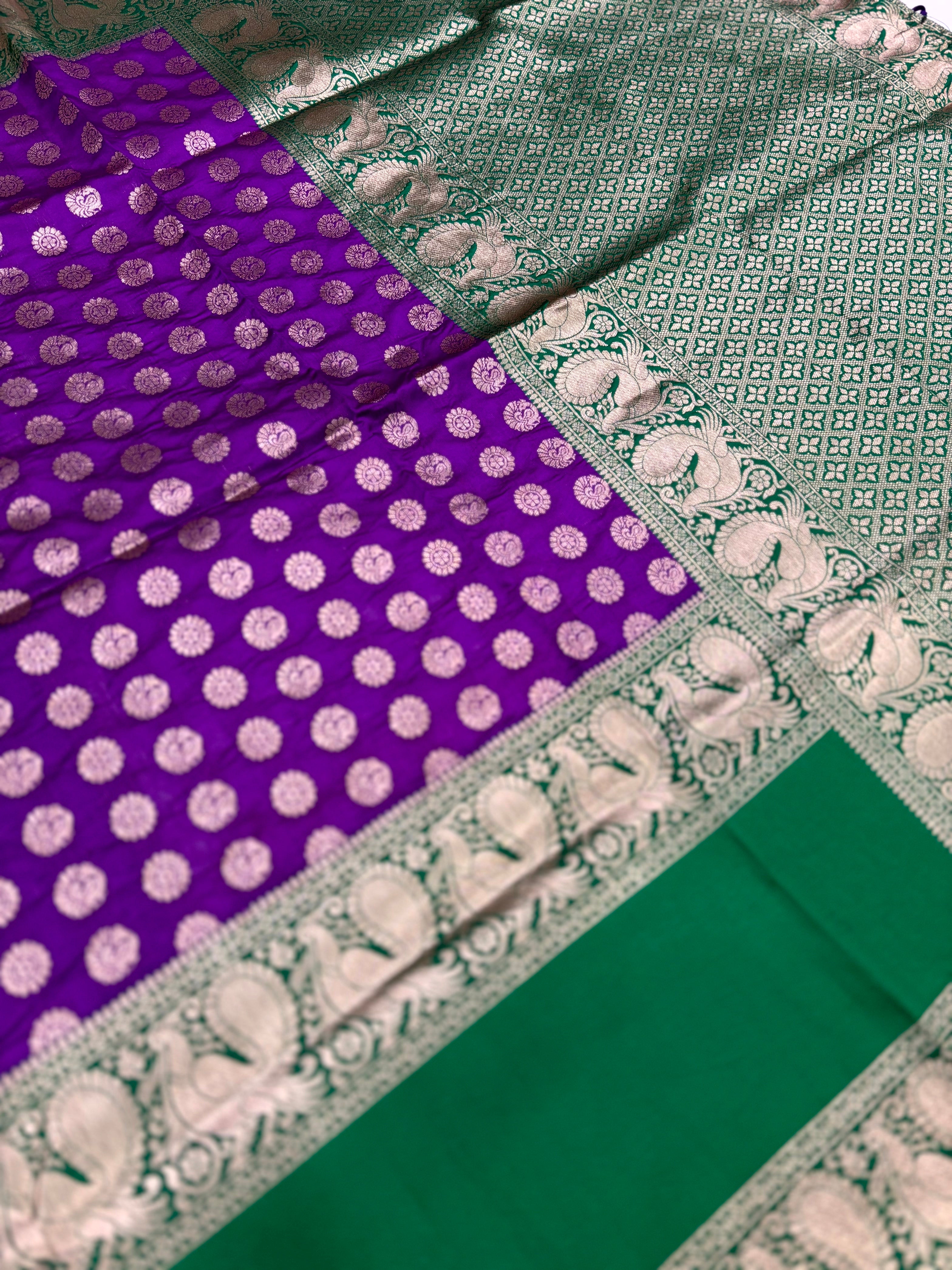 Purple Banarasi Silver Buttas Zari Weaving Saree