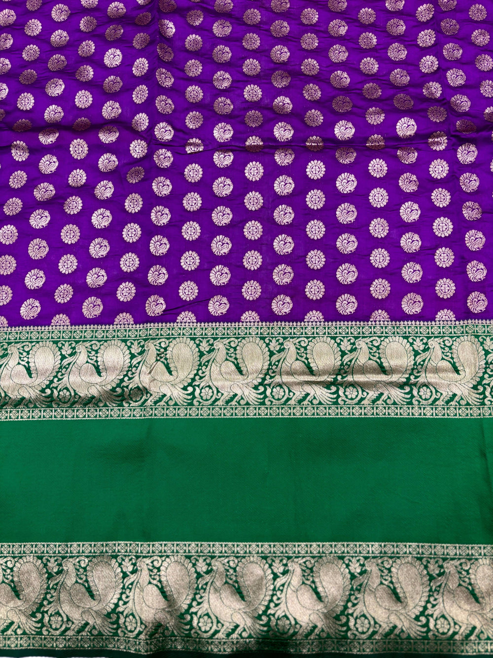 Purple Banarasi Silver Buttas Zari Weaving Saree