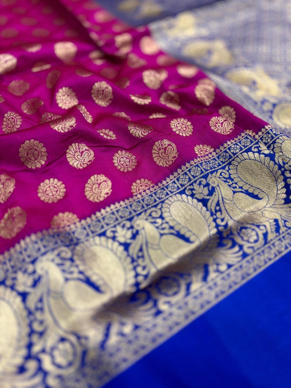 Wine Banarasi Silver Buttas Zari Weaving Saree
