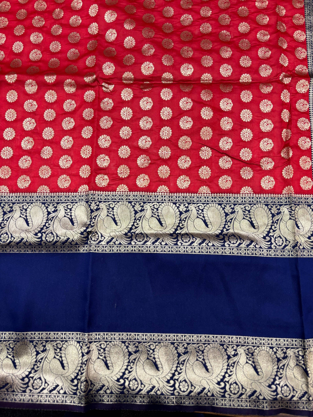 Royal Red Banarasi Silver Buttas Zari Weaving Saree