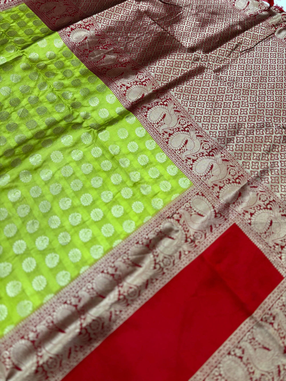 Green Banarasi Silver Buttas Zari Weaving Saree