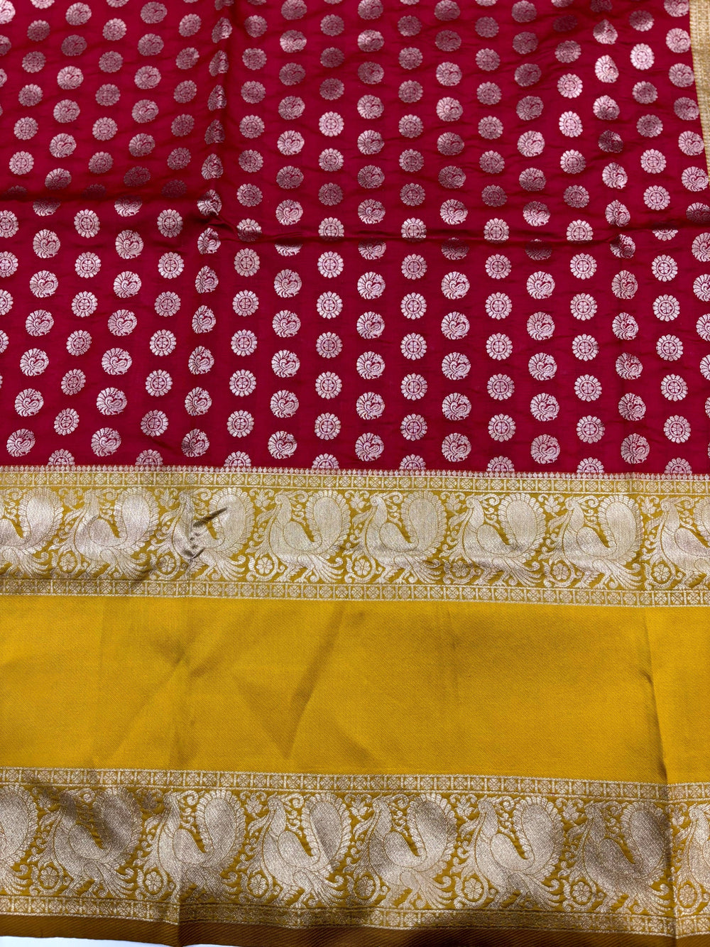Red Banarasi Silver Buttas Zari Weaving Saree