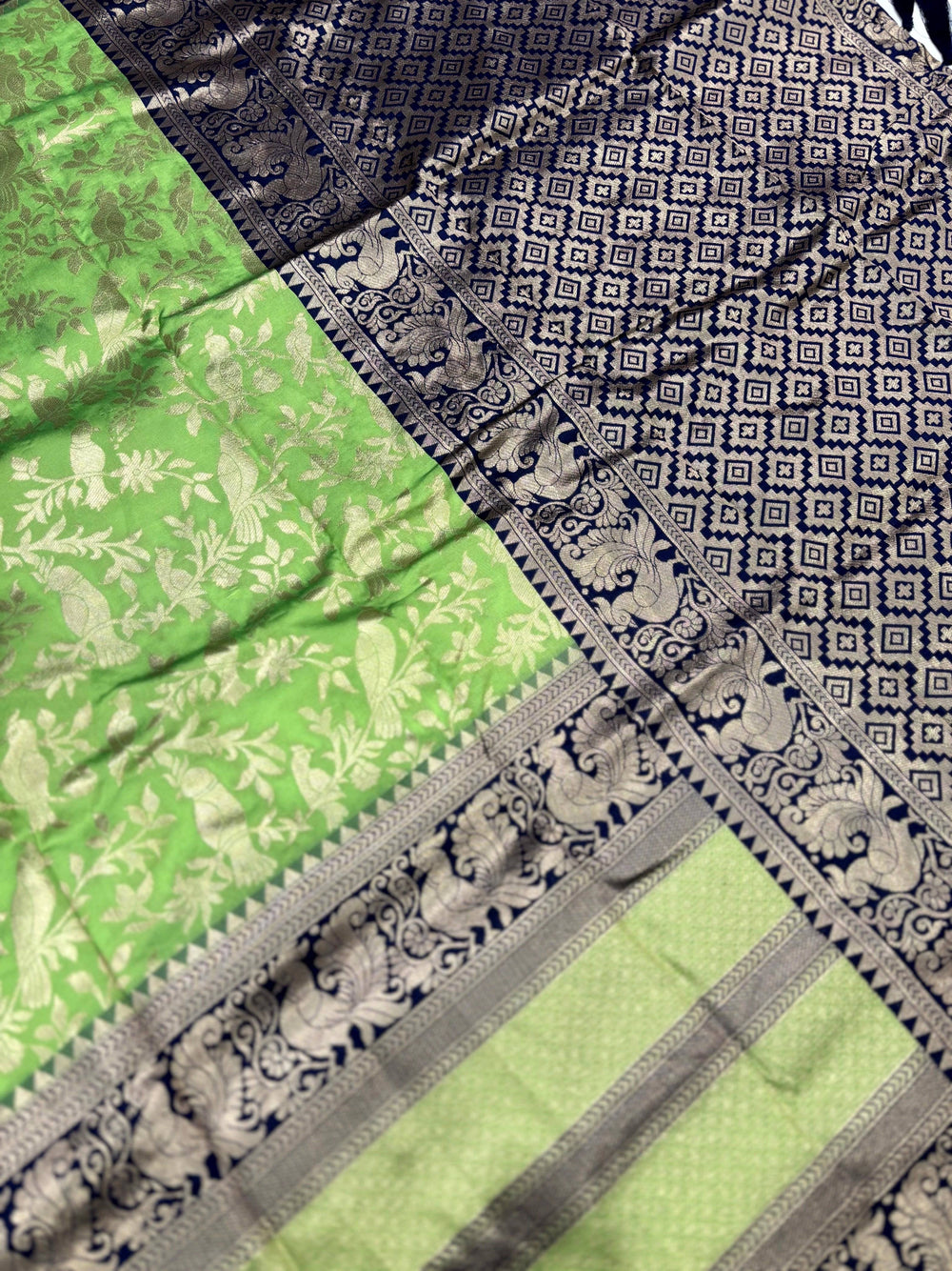 Peacock Green Banarasi Silk Saree