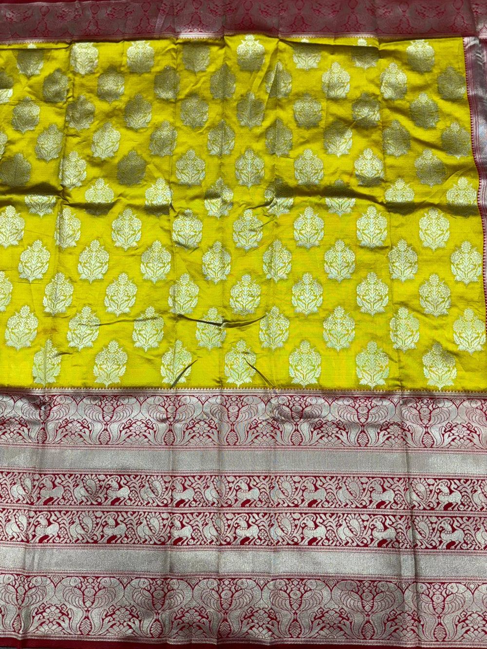 Mustard Yellow Woven Design Banarasi Saree