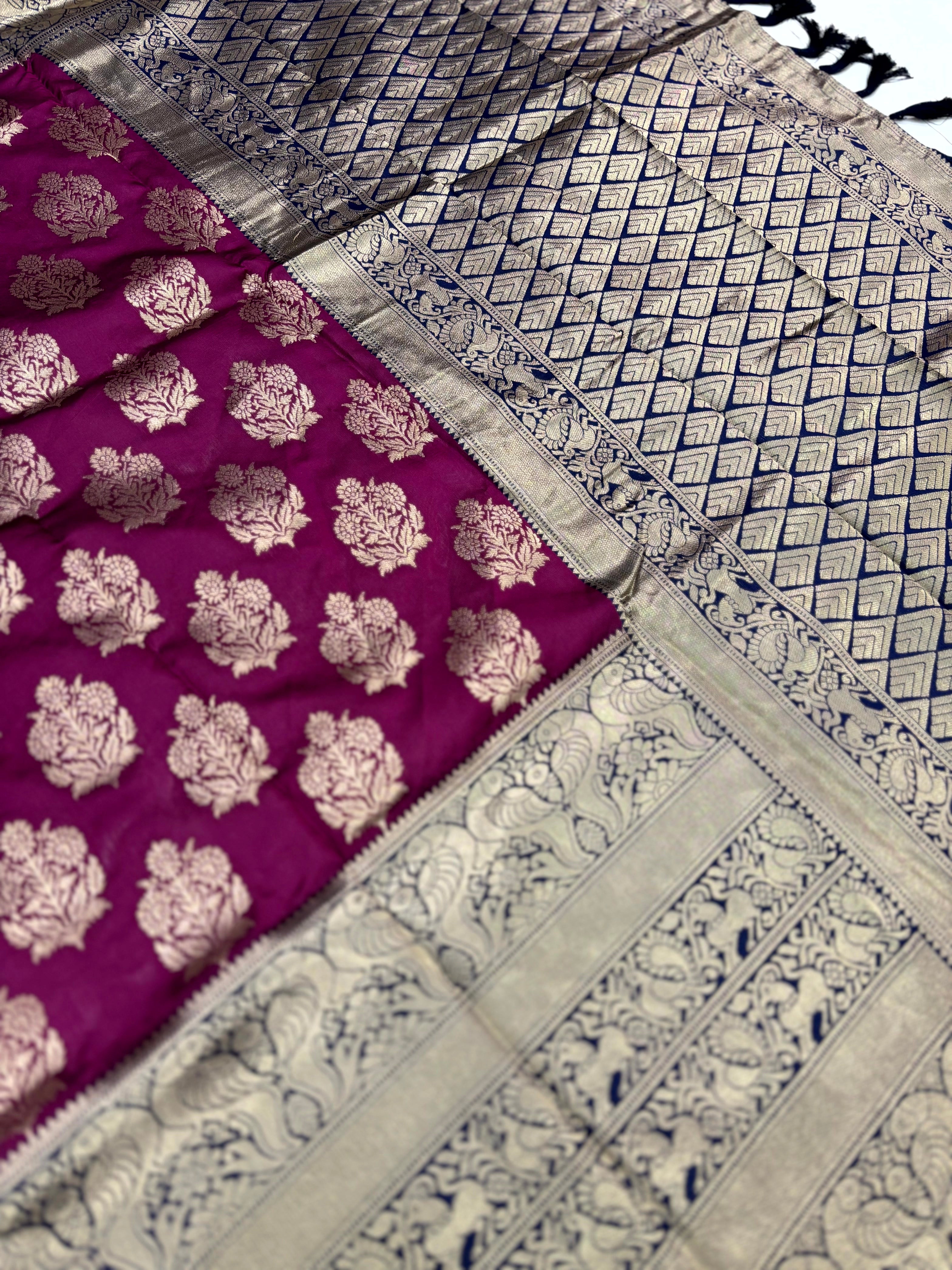 Radiant Wine Woven Design Banarasi Saree