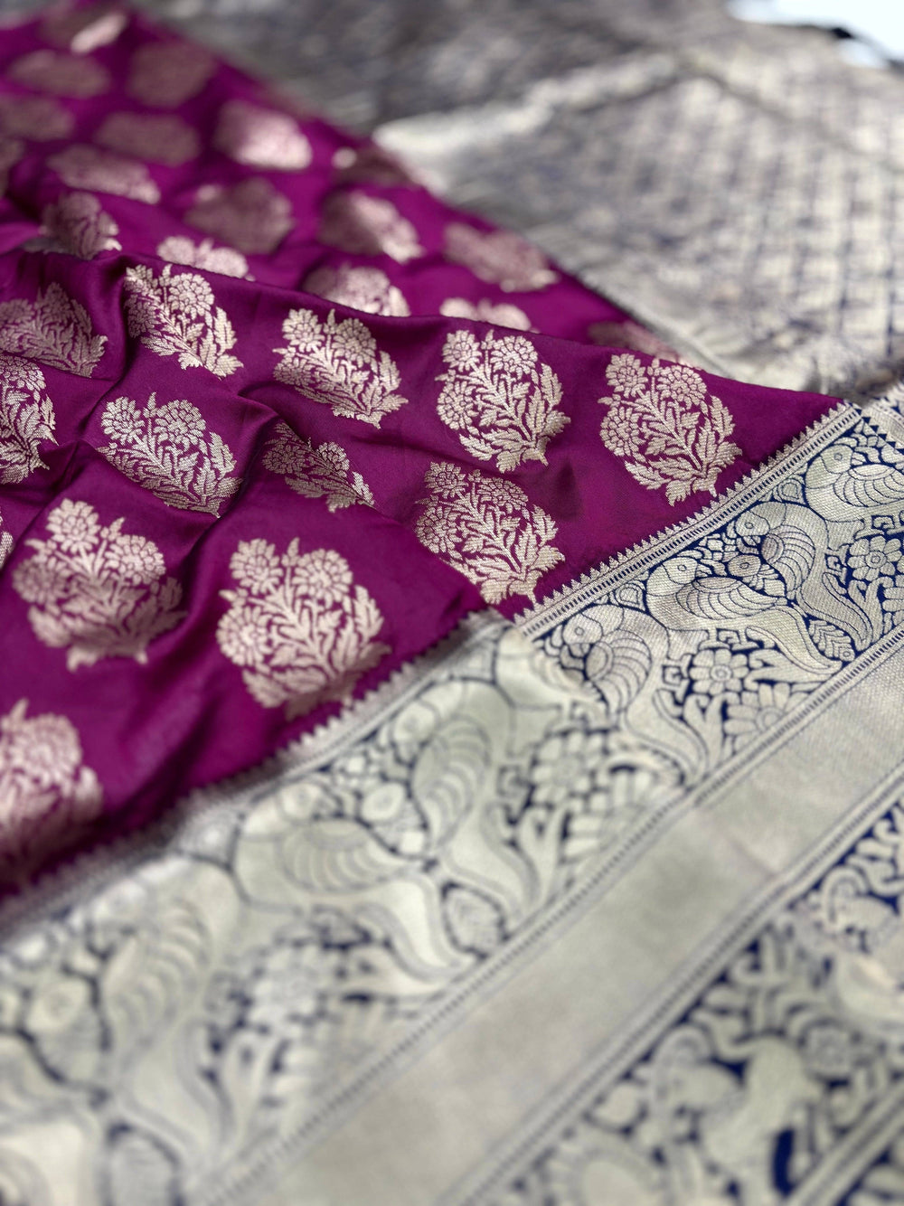 Radiant Wine Woven Design Banarasi Saree