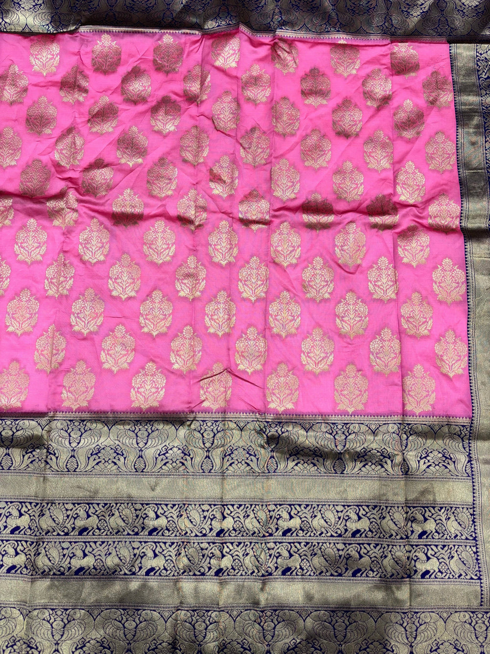 Fushsia Pink Woven Design Banarasi Saree