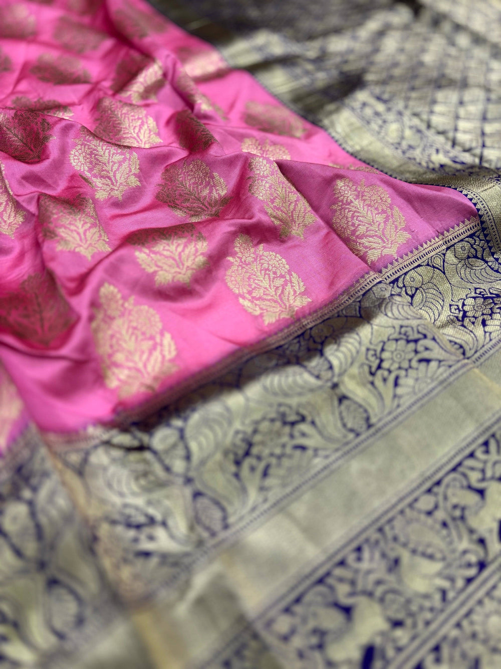 Fushsia Pink Woven Design Banarasi Saree