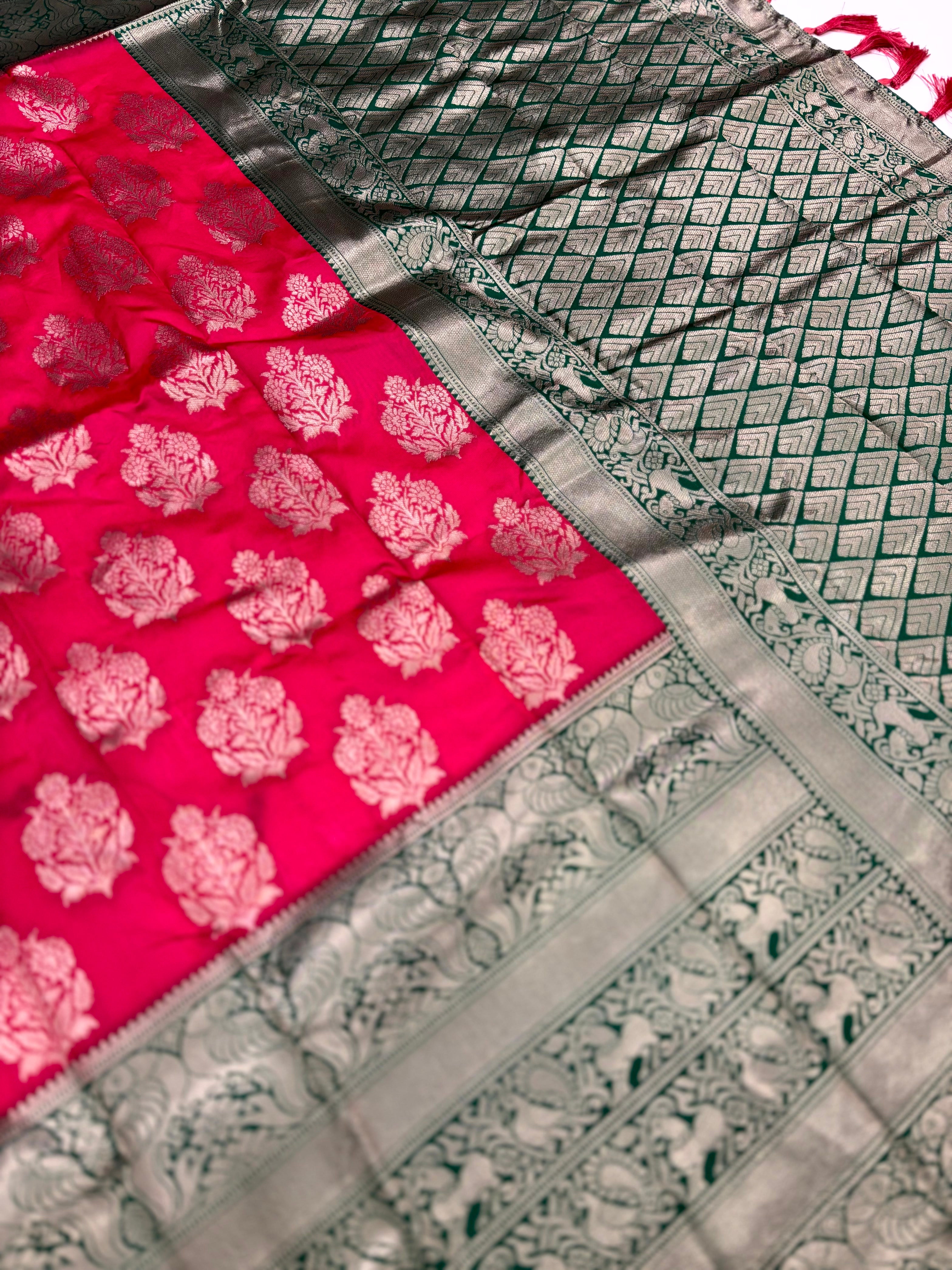 Magenta Pink Woven Design Banarasi Saree