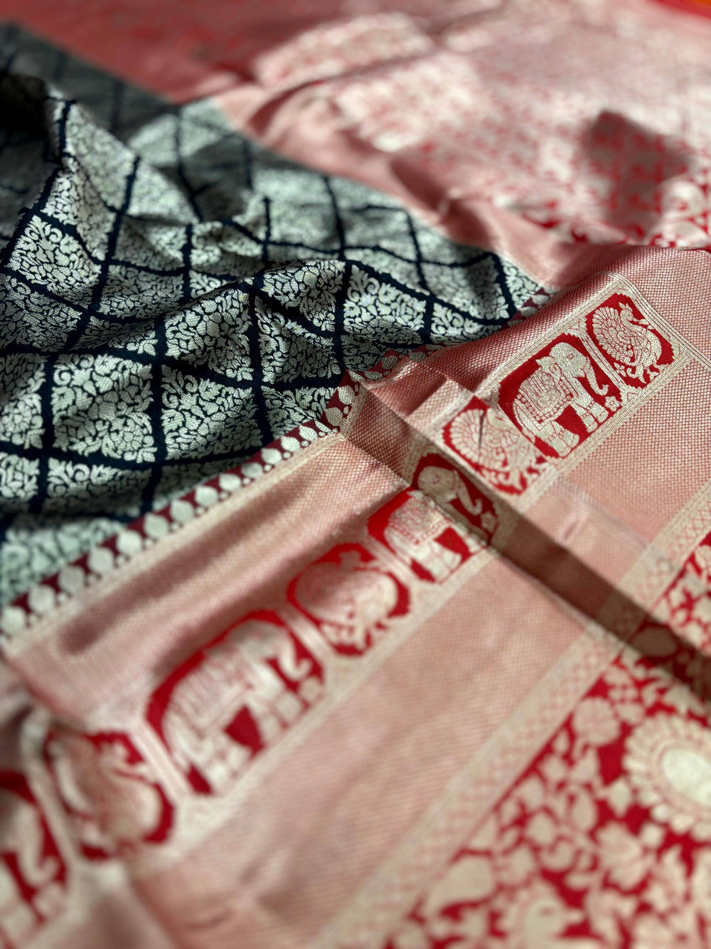 Royal Black Kanjivaram Silk Saree