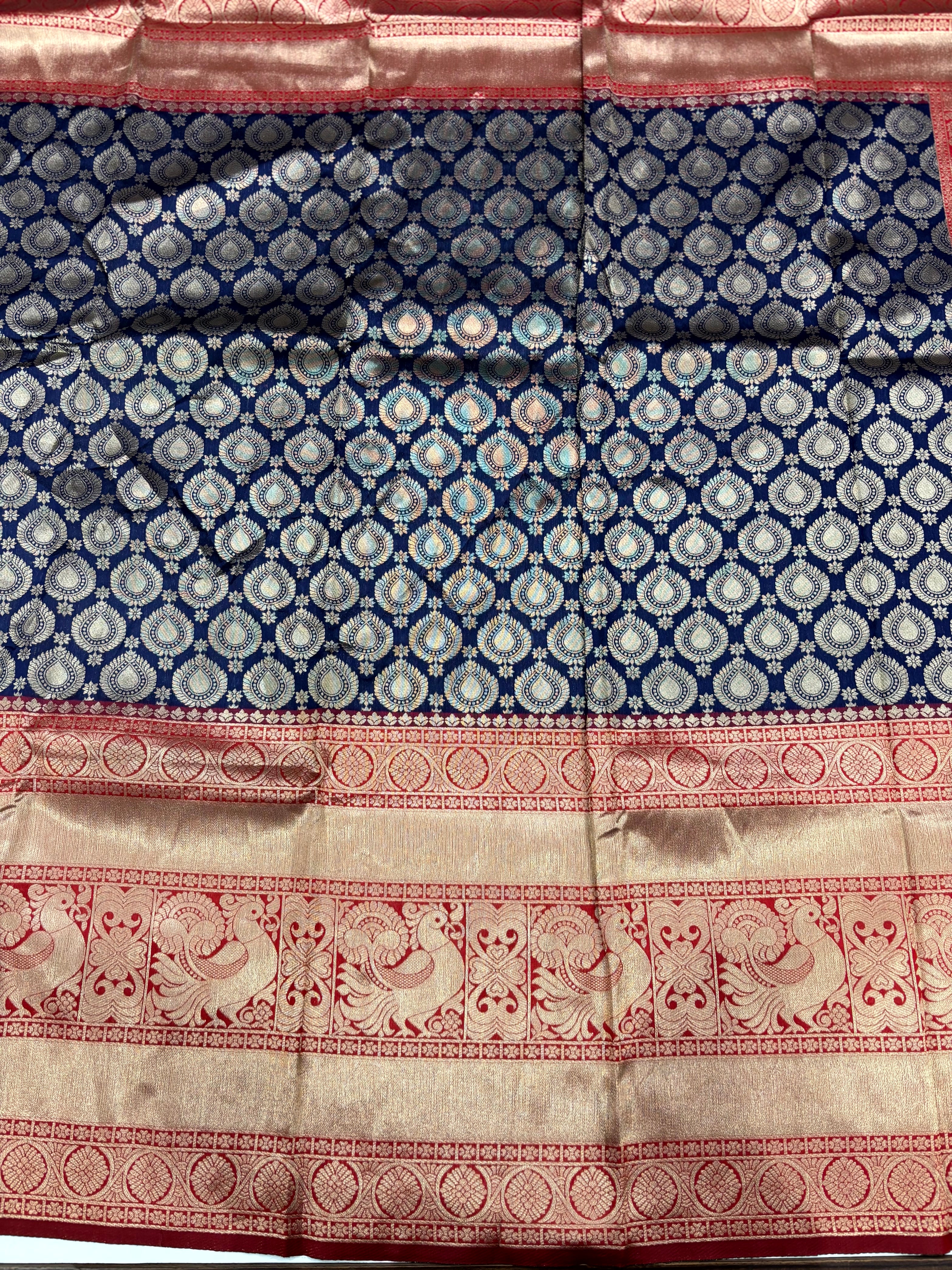 Radiant Navy Blue Banarasi Silk Saree