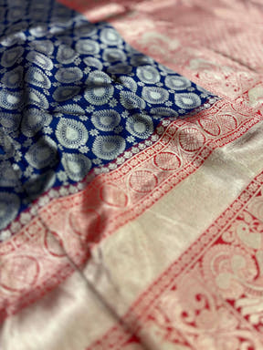 Radiant Navy Blue Banarasi Silk Saree