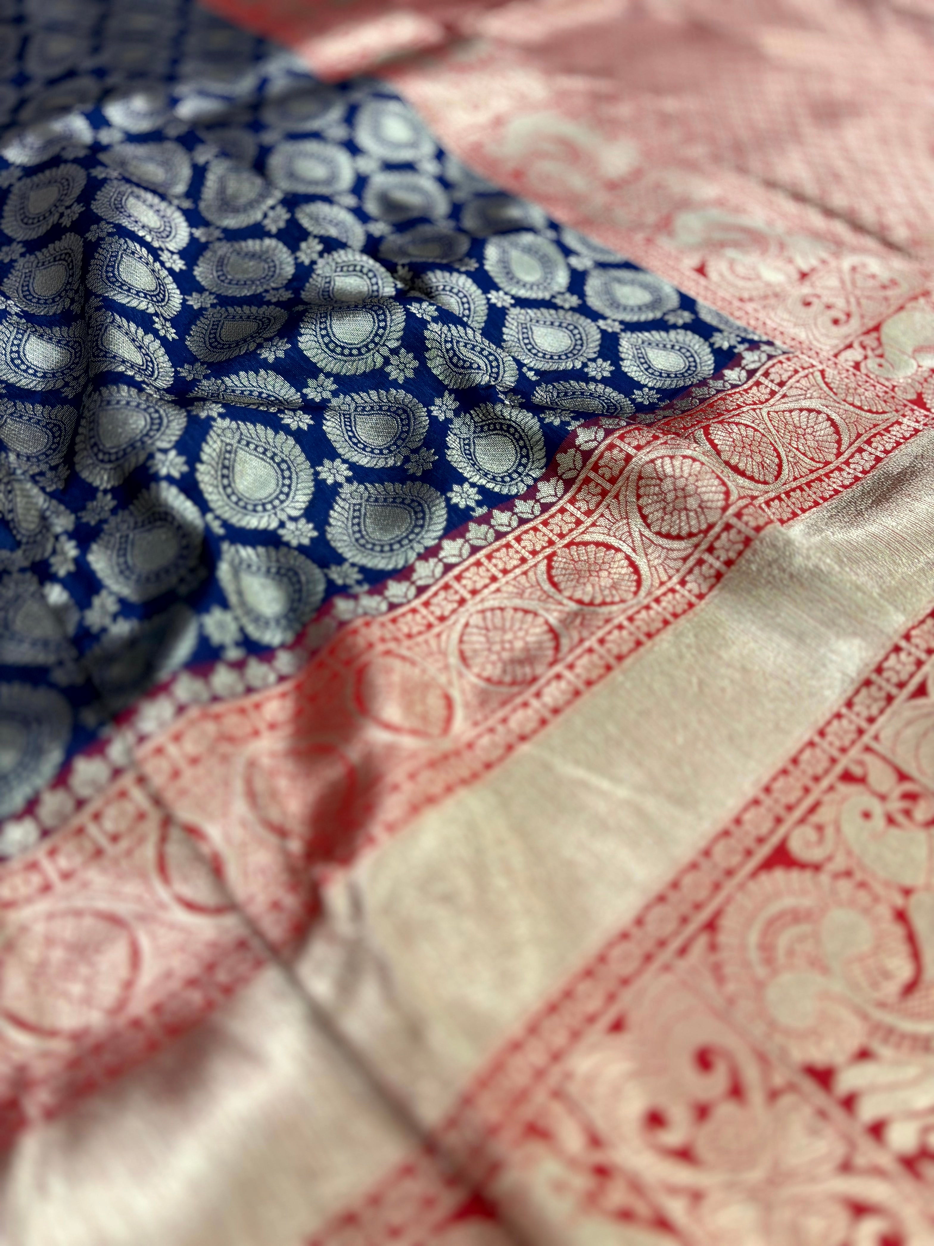 Radiant Navy Blue Banarasi Silk Saree