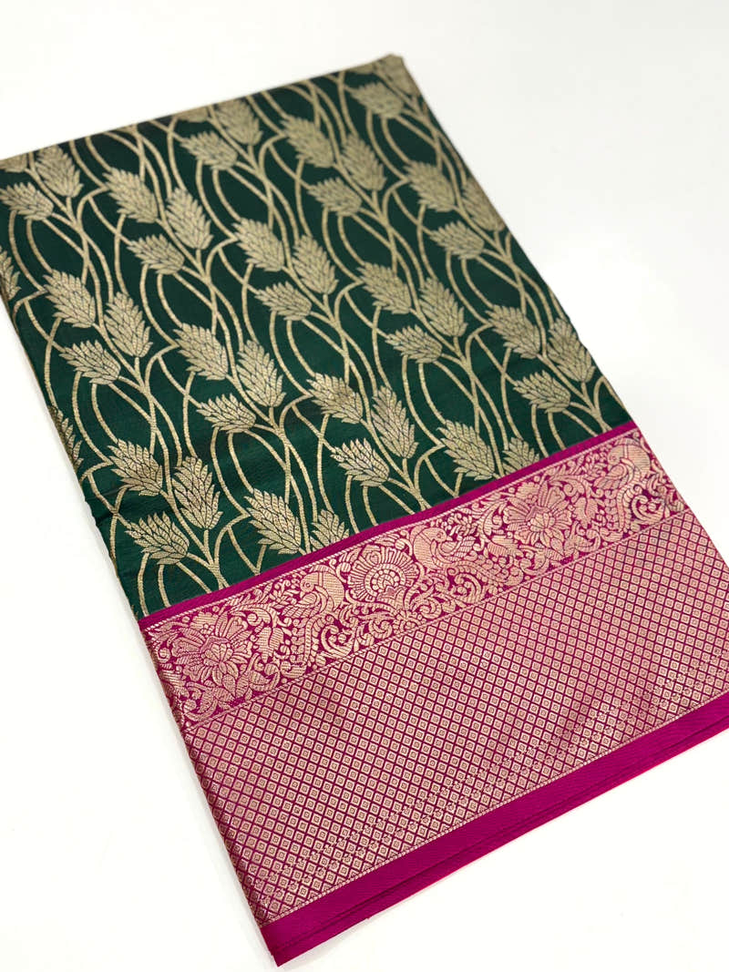 Green Kanjivaram Silk Golden Zari Weaving Saree