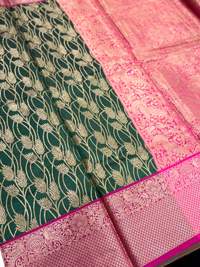 Green Kanjivaram Silk Golden Zari Weaving Saree

