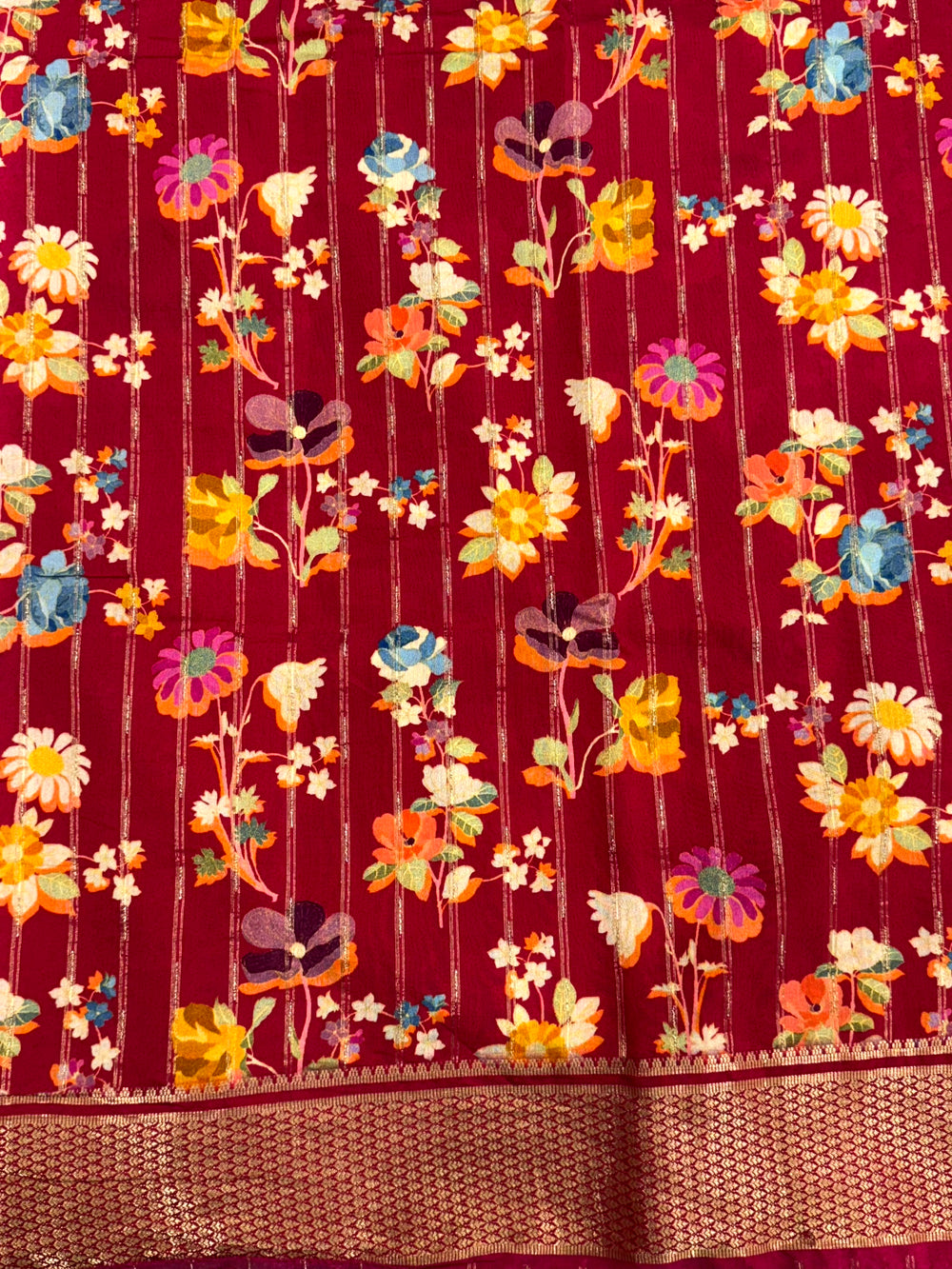 Rose Cotton Viscose Floral Saree