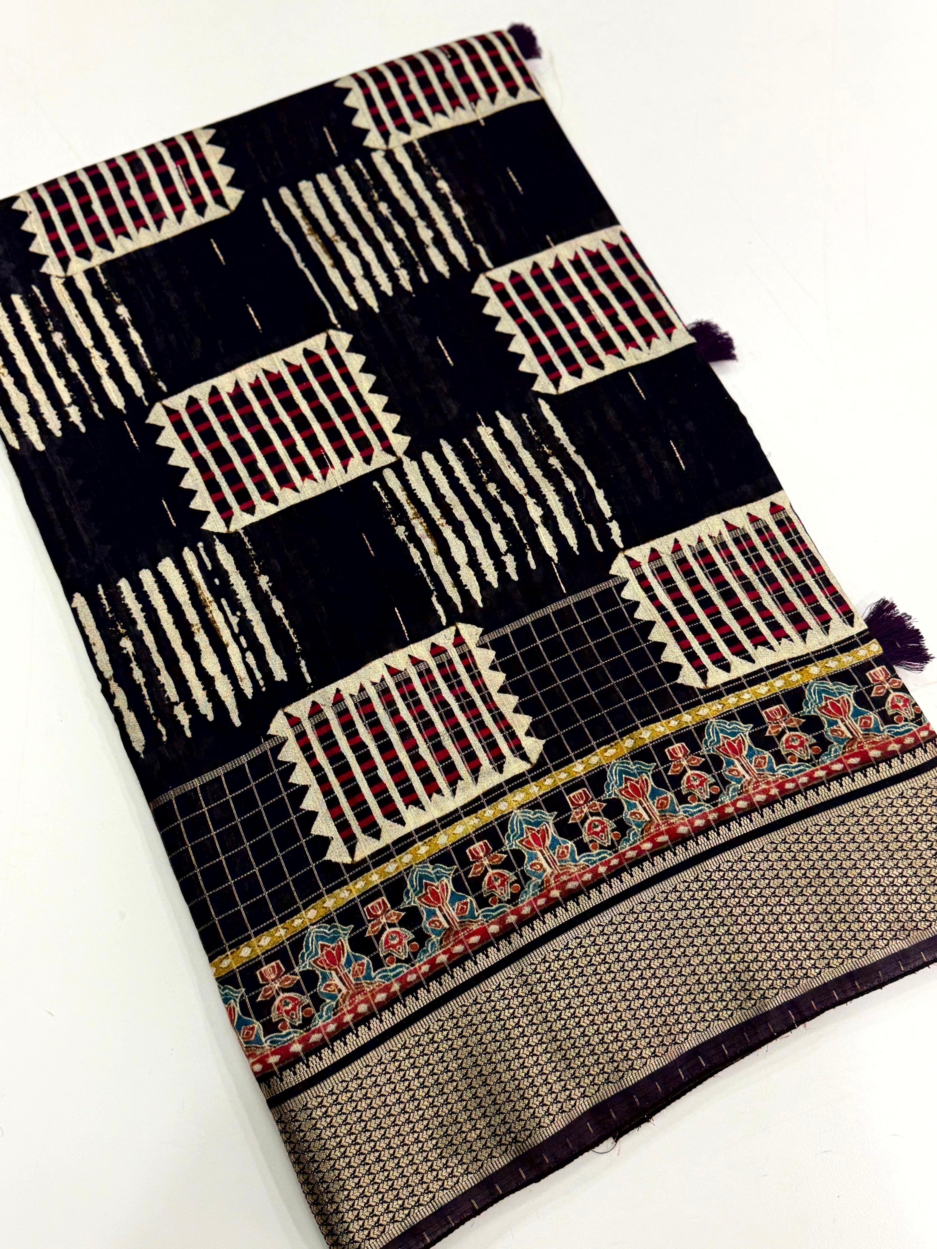 Heritage Cotton Viscose Block Print Saree