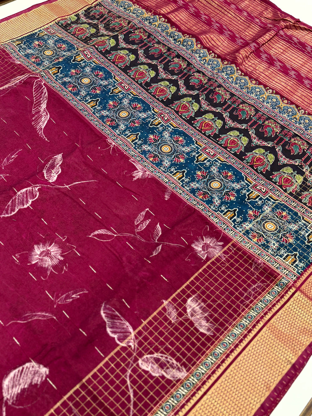 Elegant Wine Cotton Viscose Saree