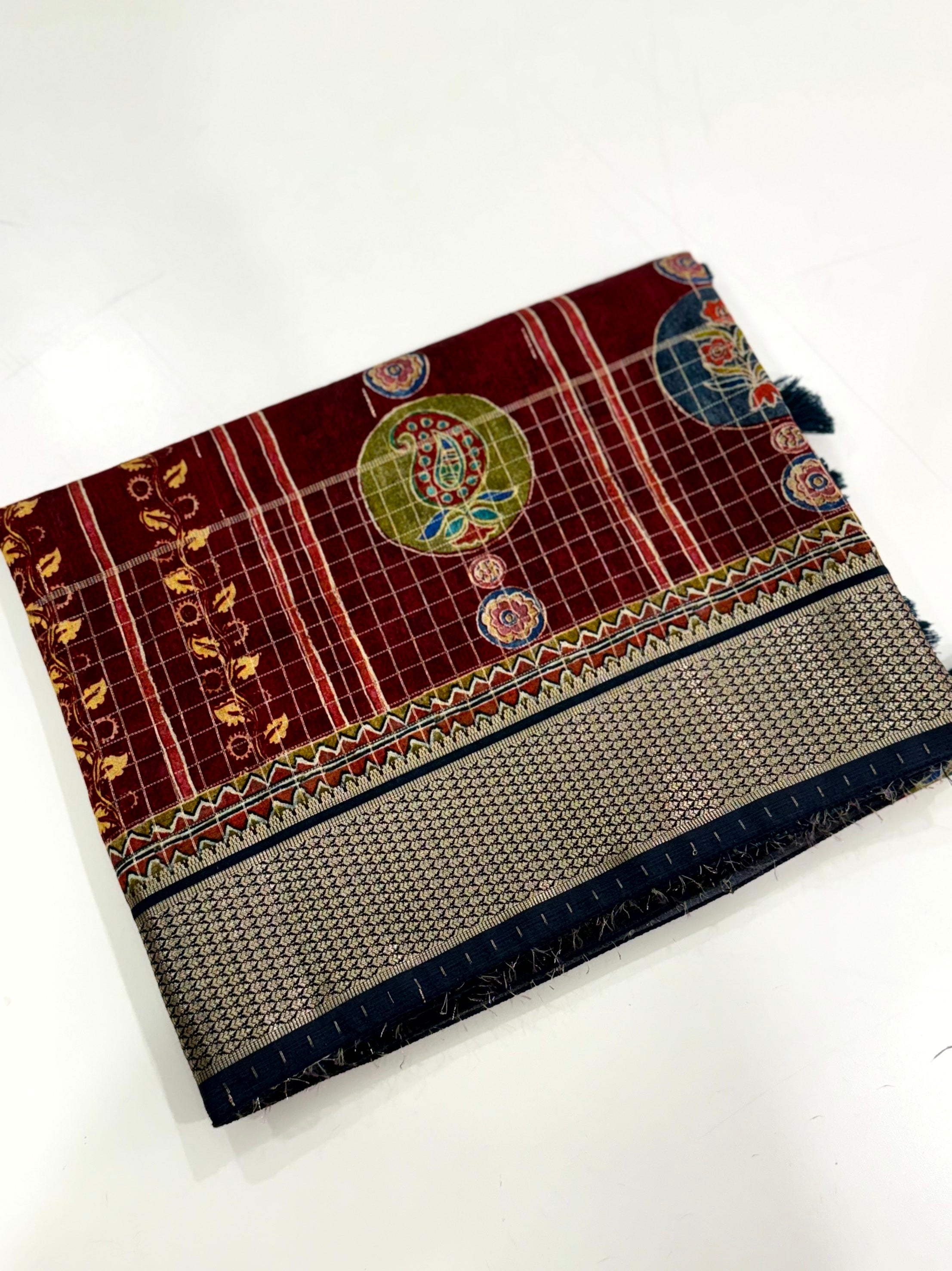 Radiant Cotton Viscose Block Print Saree