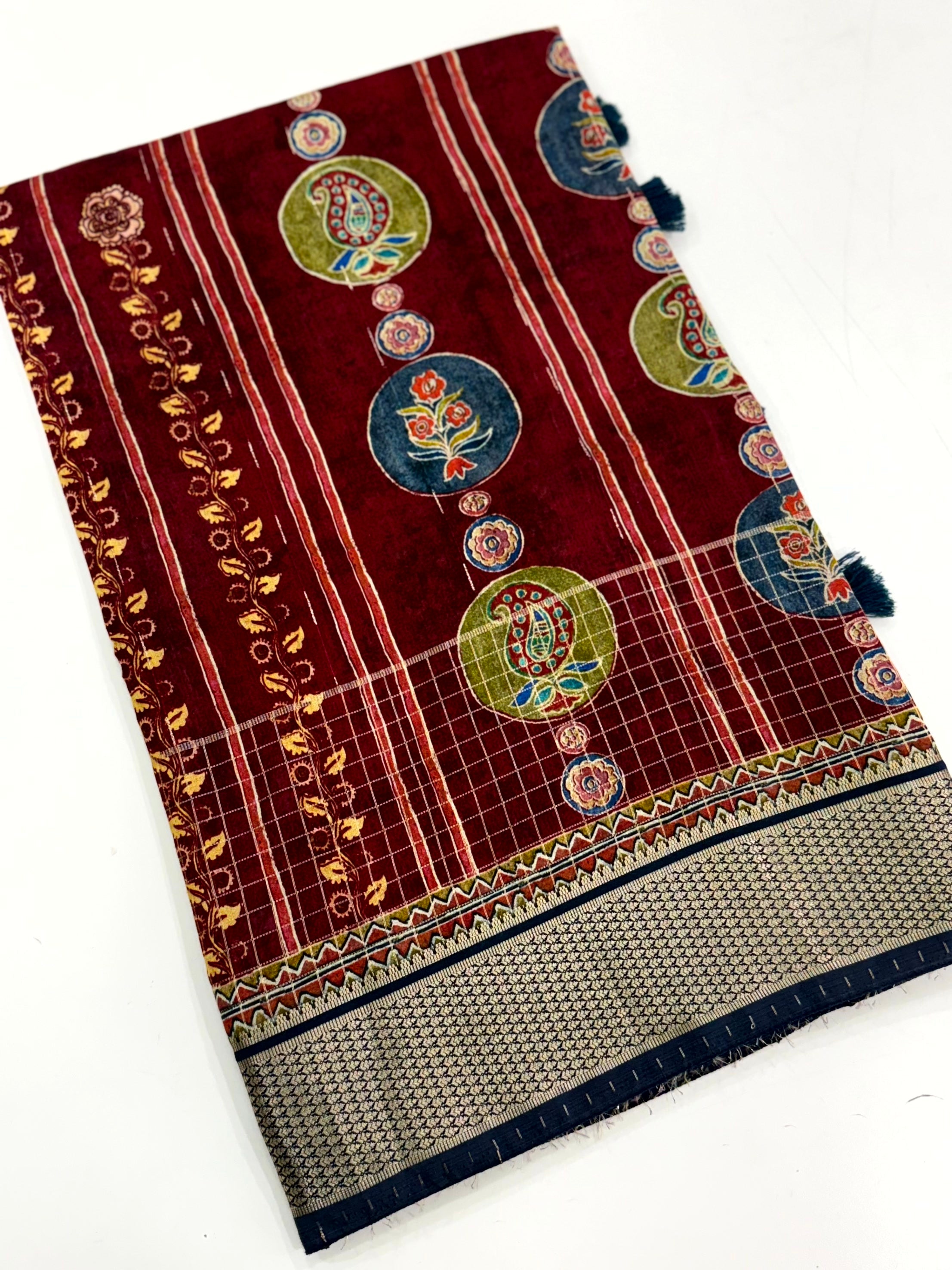 Radiant Cotton Viscose Block Print Saree