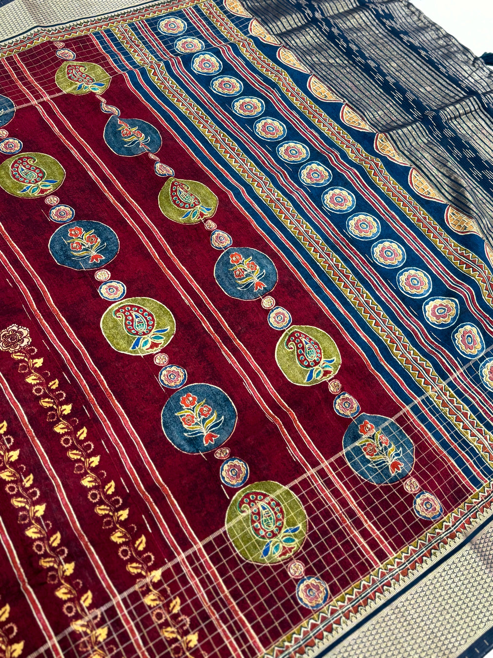 Radiant Cotton Viscose Block Print Saree