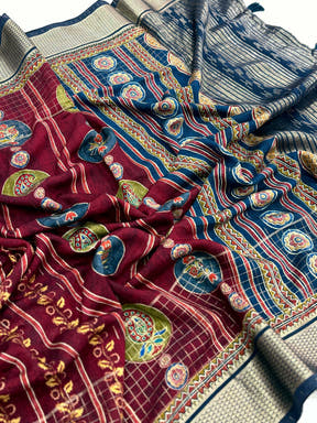 Radiant Cotton Viscose Block Print Saree