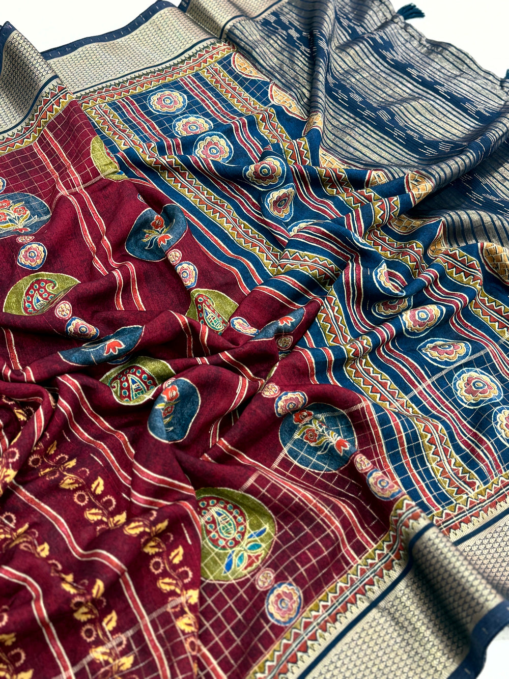 Radiant Cotton Viscose Block Print Saree
