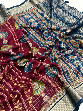 Radiant Cotton Viscose Block Print Saree