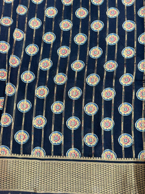 Radiant Cotton Viscose Block Print Saree