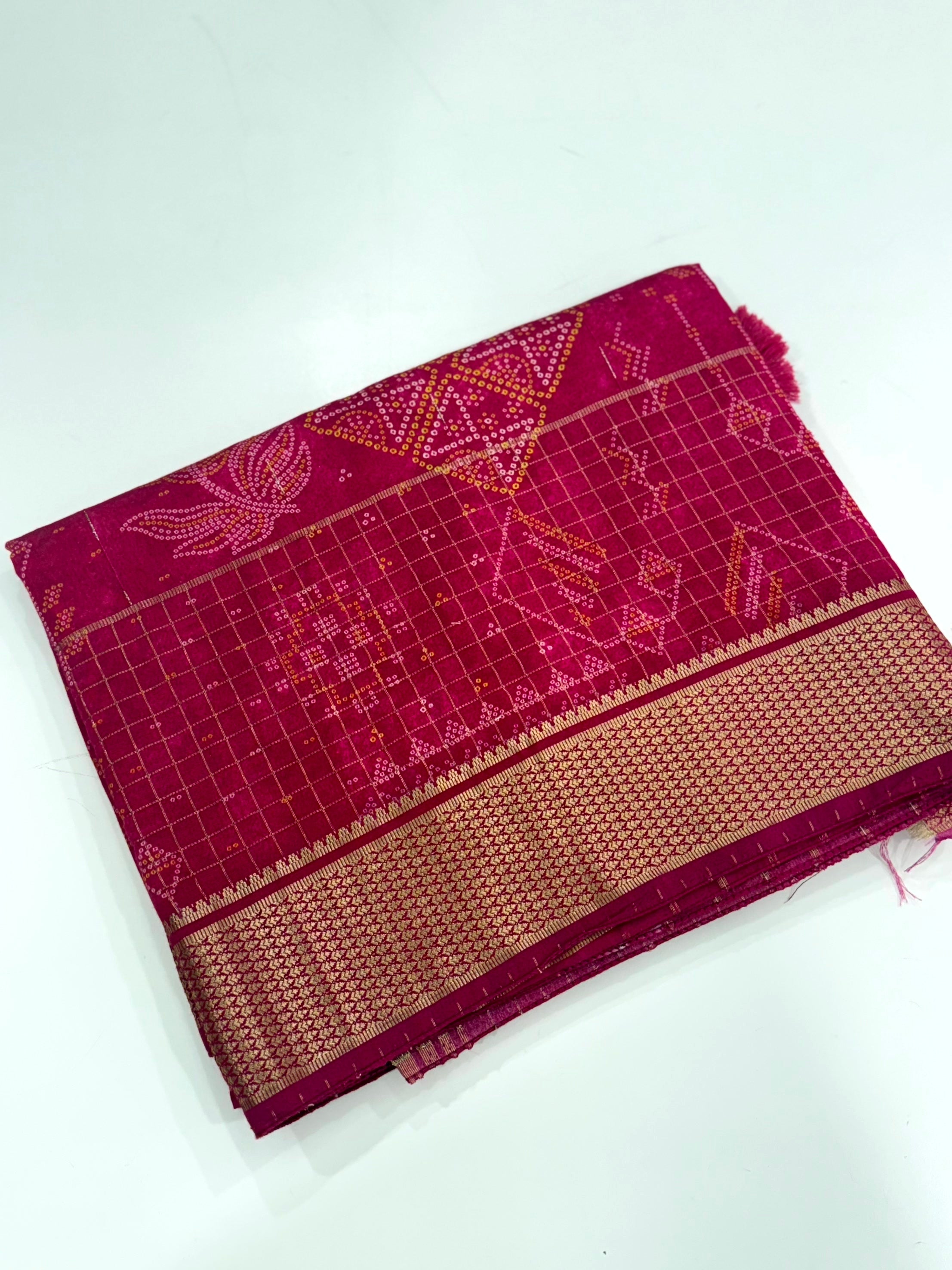 Rose Pink Cotton Viscose Ajrakh Saree
