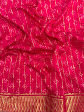 Rose Pink Cotton Viscose Ajrakh Saree