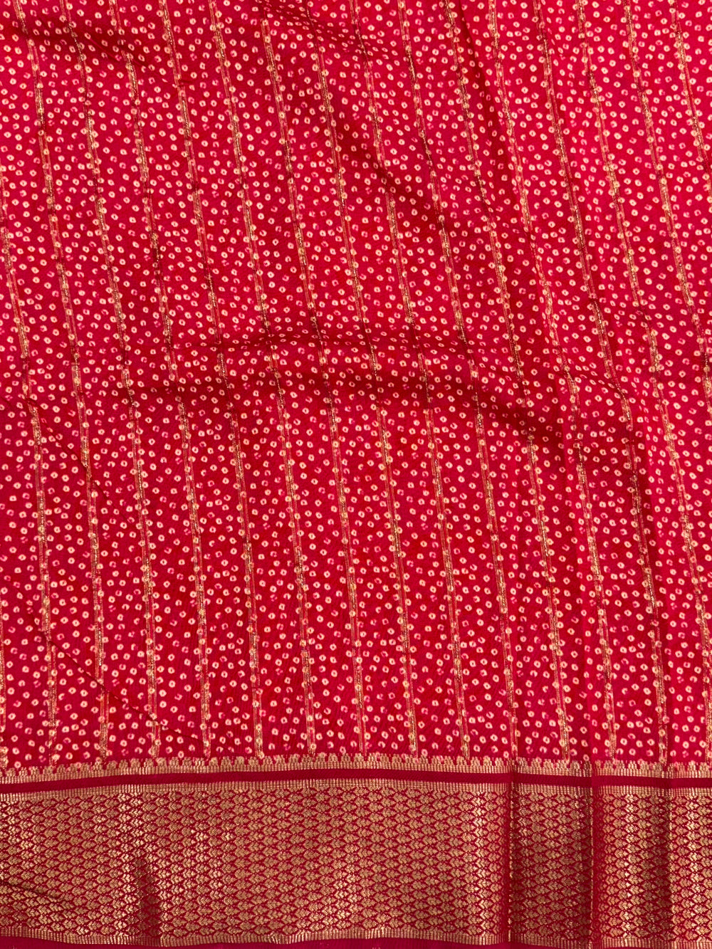 Rose Red Cotton Viscose Bandhej Saree