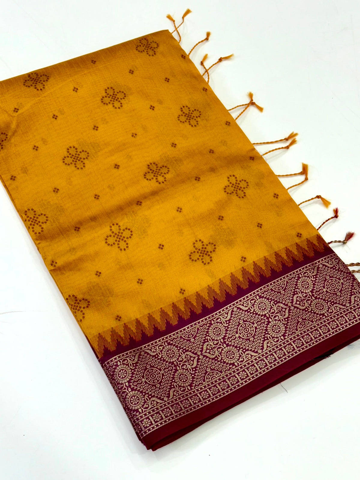 Yellow Crystal Raw Silk Kanchi Pattu Saree
