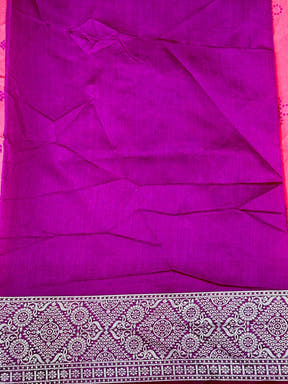 Pink Crystal Raw Silk Kanchi Pattu Saree