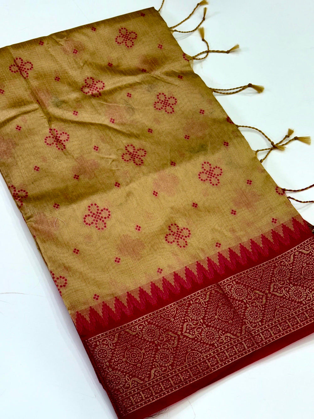 Cream Crystal Raw Silk Kanchi Pattu Saree