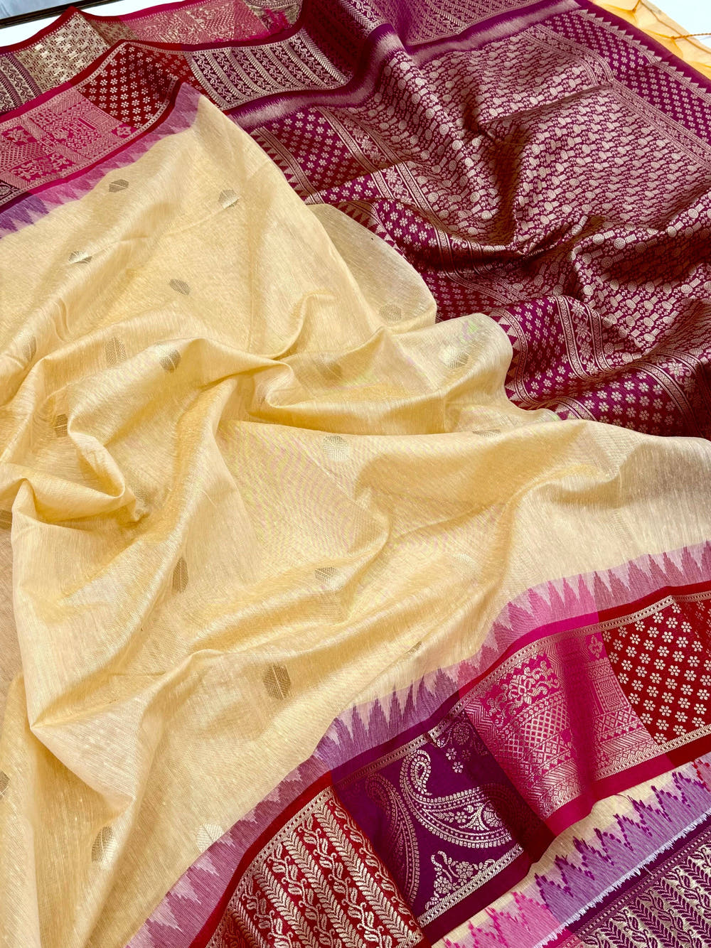Cream Soft Mull Kanchi Pattu Saree