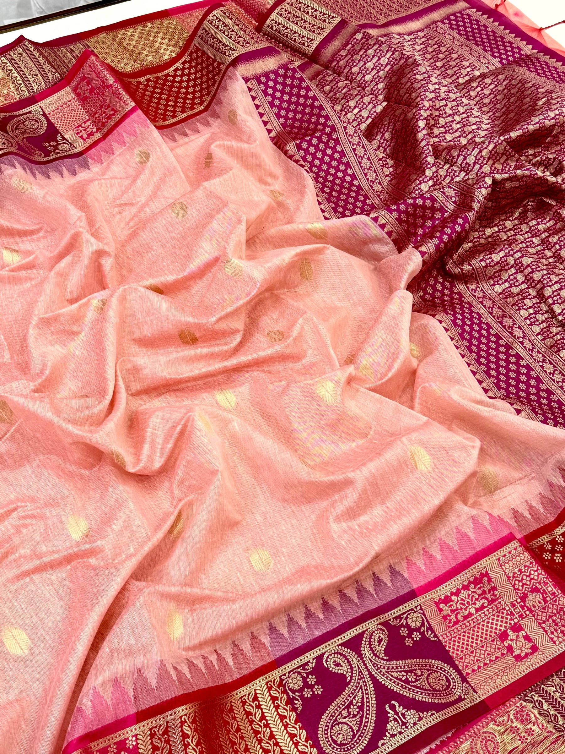 Pink Soft Mull Kanchi Pattu Saree