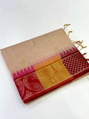 Off White Soft Mull Kanchi Pattu Saree