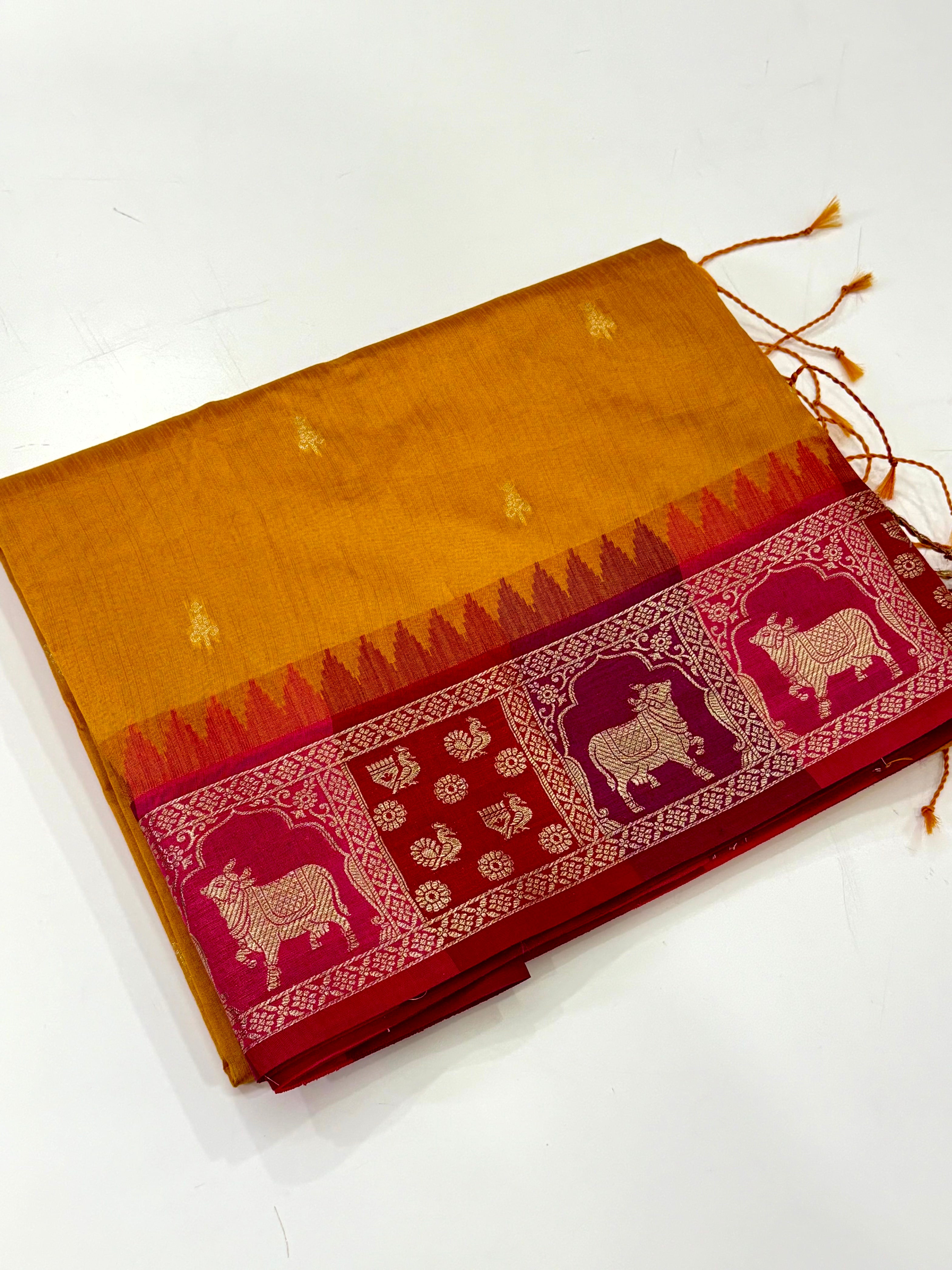 Yellow Minakari Kanchi Pattu Raw Silk Saree