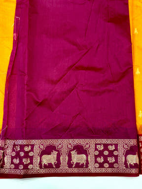 Yellow Minakari Kanchi Pattu Raw Silk Saree