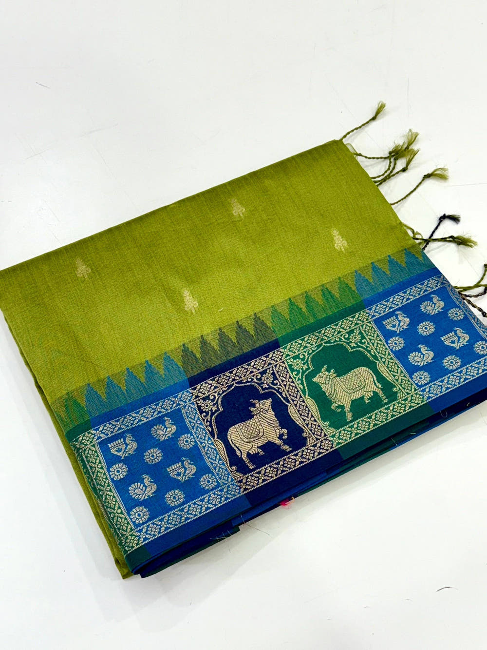 Green Minakari Kanchi Pattu Raw Silk Saree