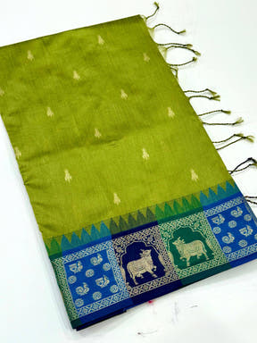 Green Minakari Kanchi Pattu Raw Silk Saree