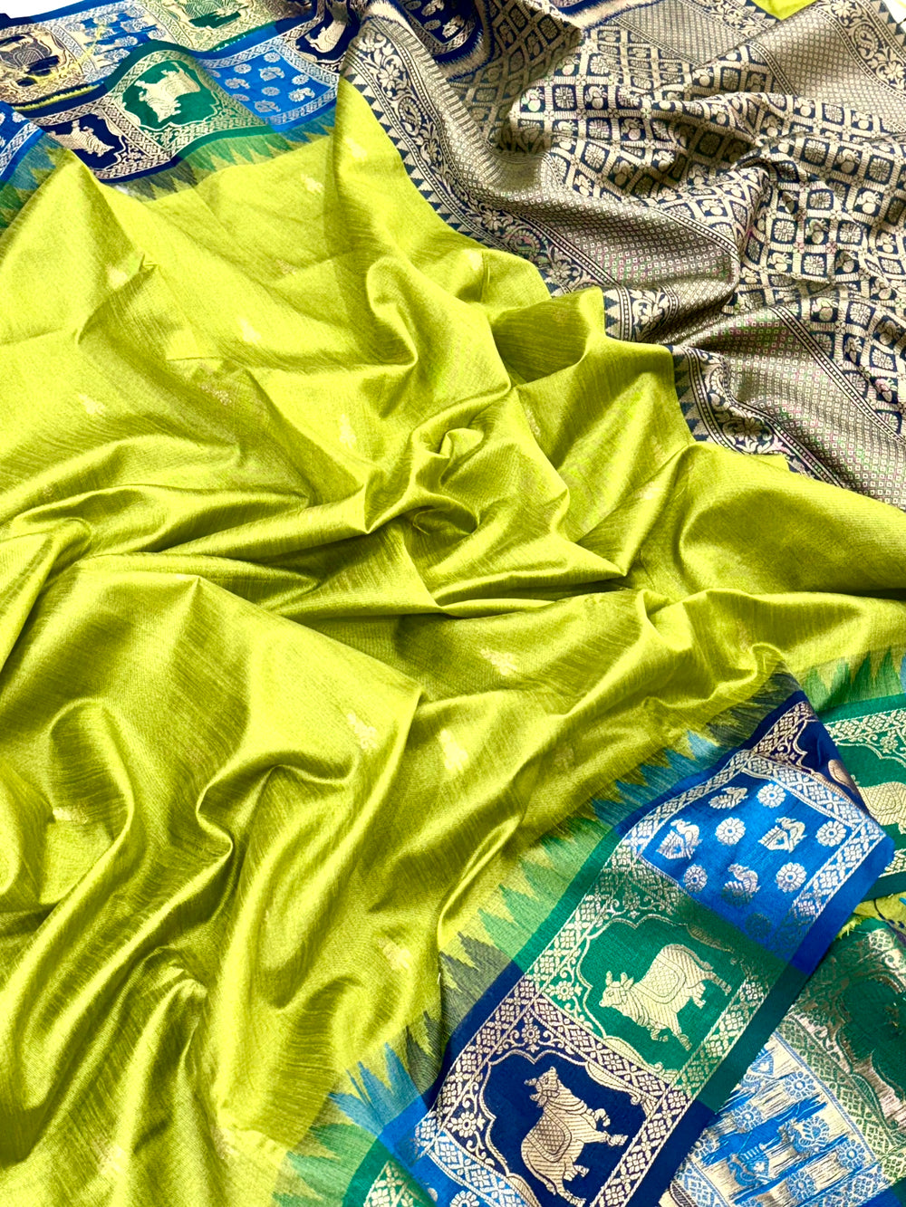 Green Minakari Kanchi Pattu Raw Silk Saree