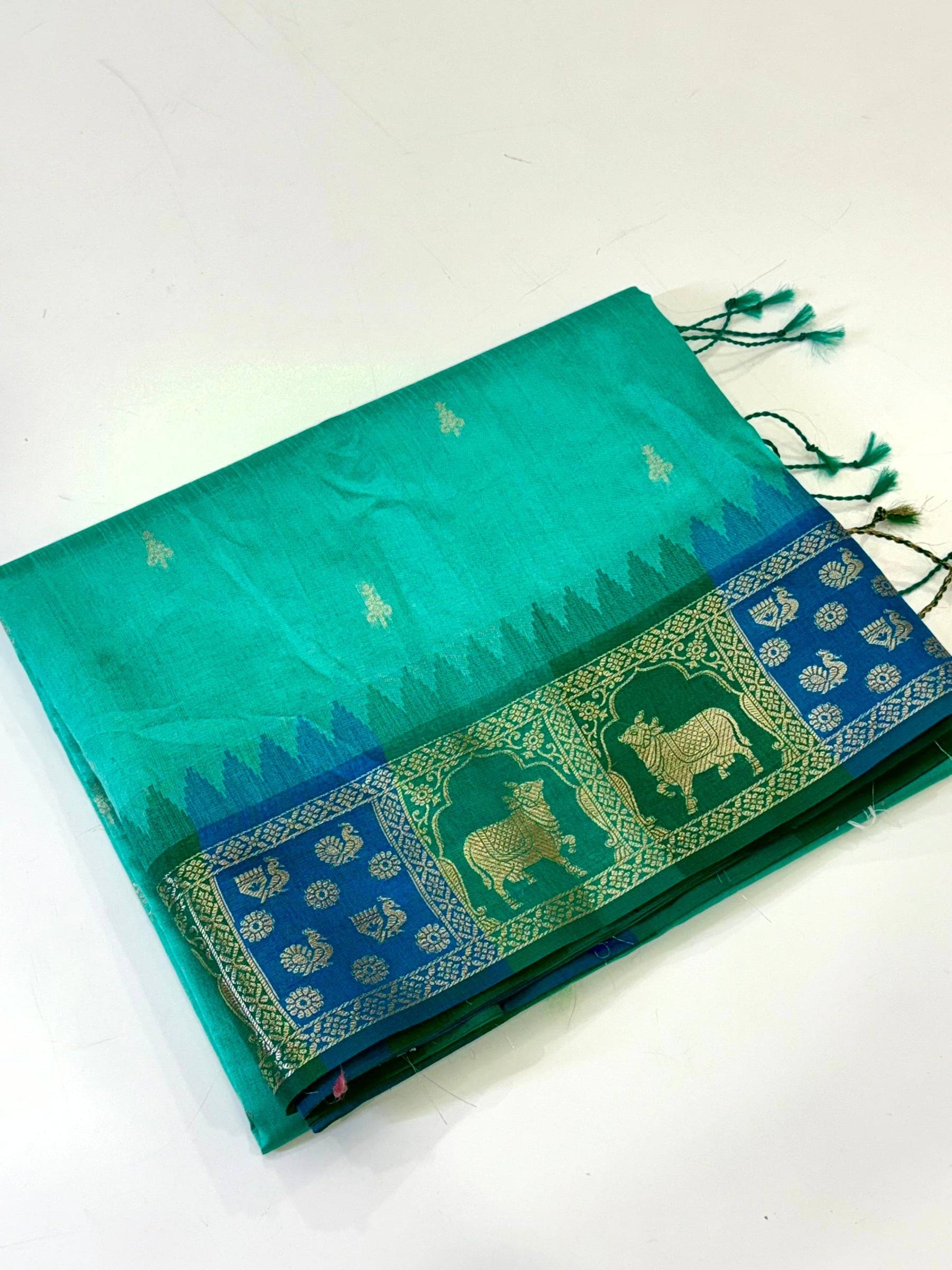 Rama Minakari Kanchi Pattu Raw Silk Saree