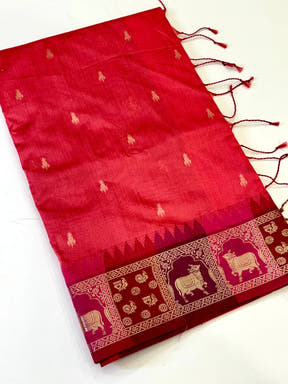 Pink Minakari Kanchi Pattu Raw Silk Saree