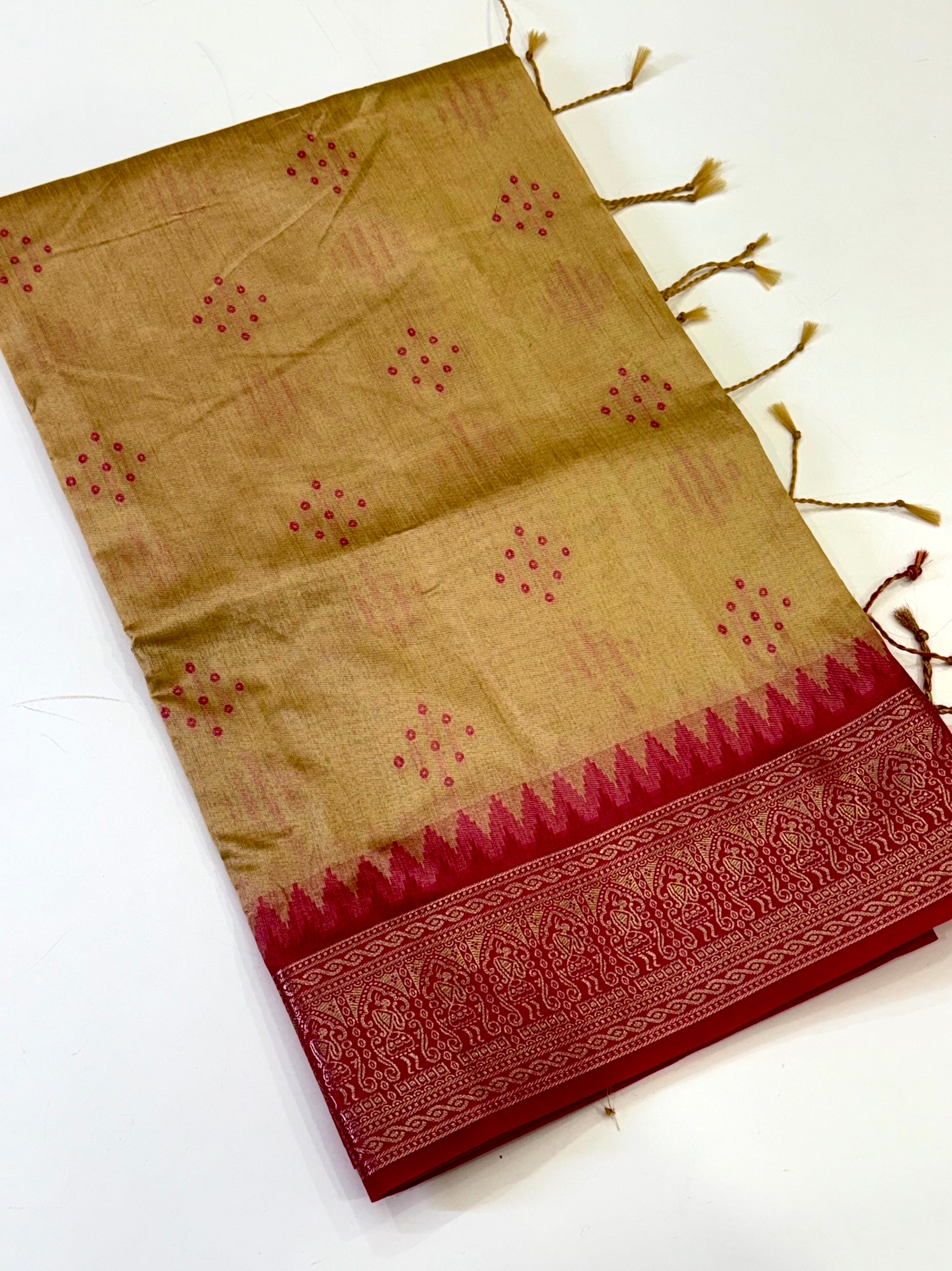 Cream Bandhej Weave Kanchi Pattu Saree