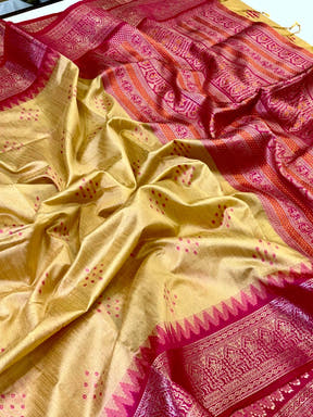 Cream Bandhej Weave Kanchi Pattu Saree