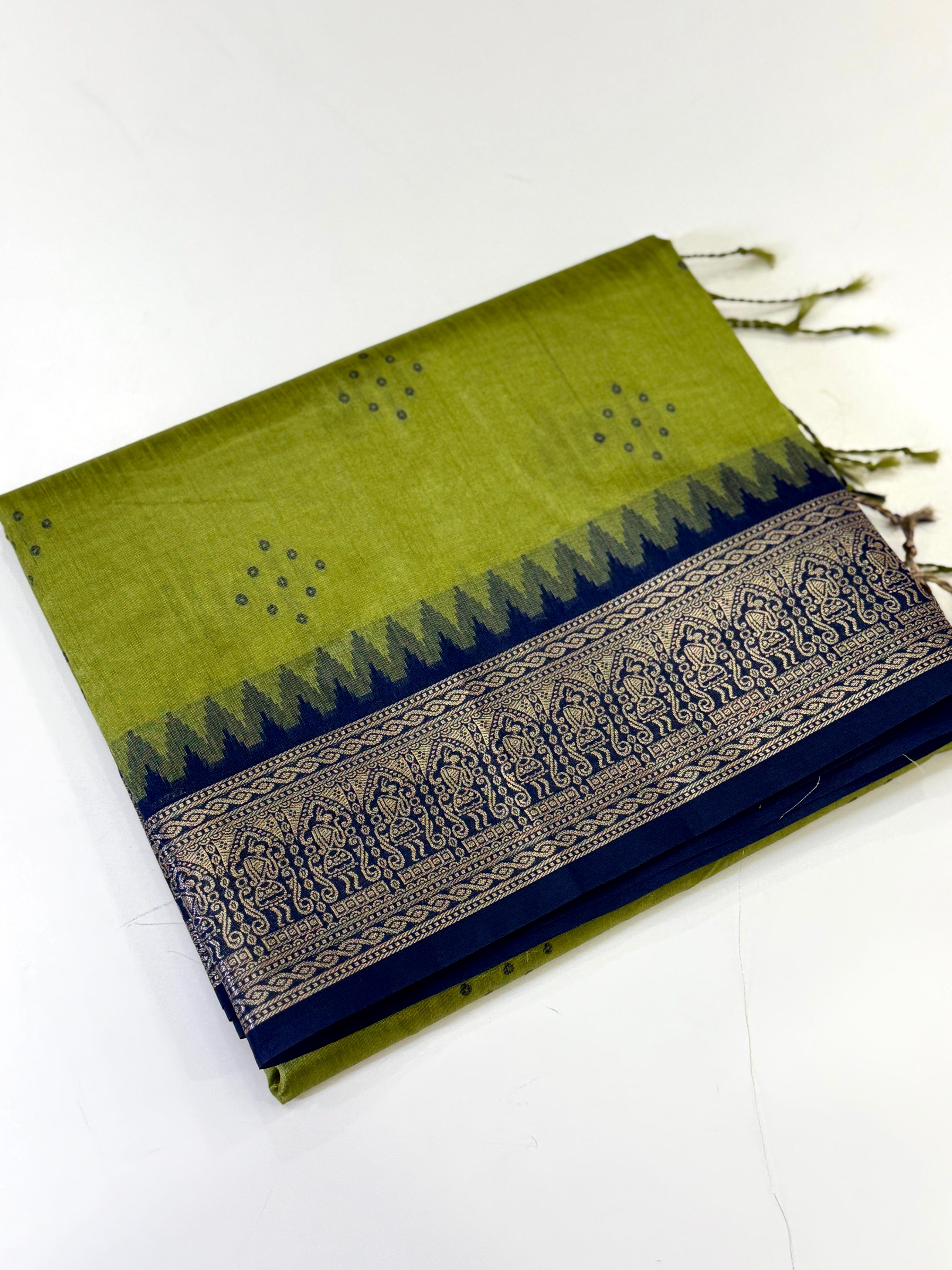Green Bandhej Weave Kanchi Pattu Saree