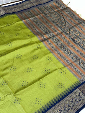 Green Bandhej Weave Kanchi Pattu Saree